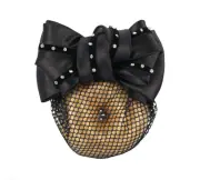 HH蝴蝶結髮網-銀水鑽