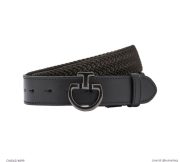 CT 女款針織皮帶-CIN042-深棕黑