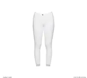 CT 女款半皮中腰馬褲-網眼-白色