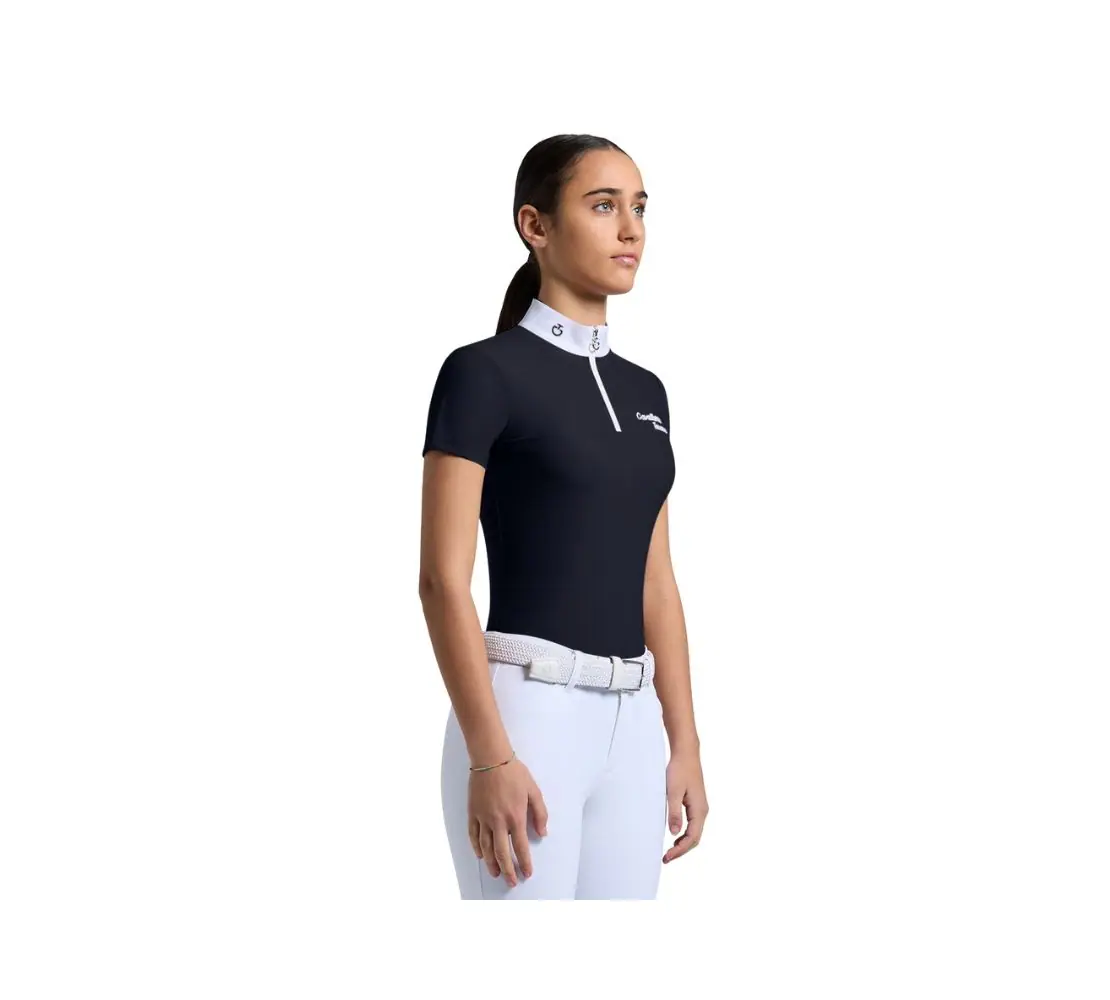 CT 女童白領上衣-CAA051-深藍黑